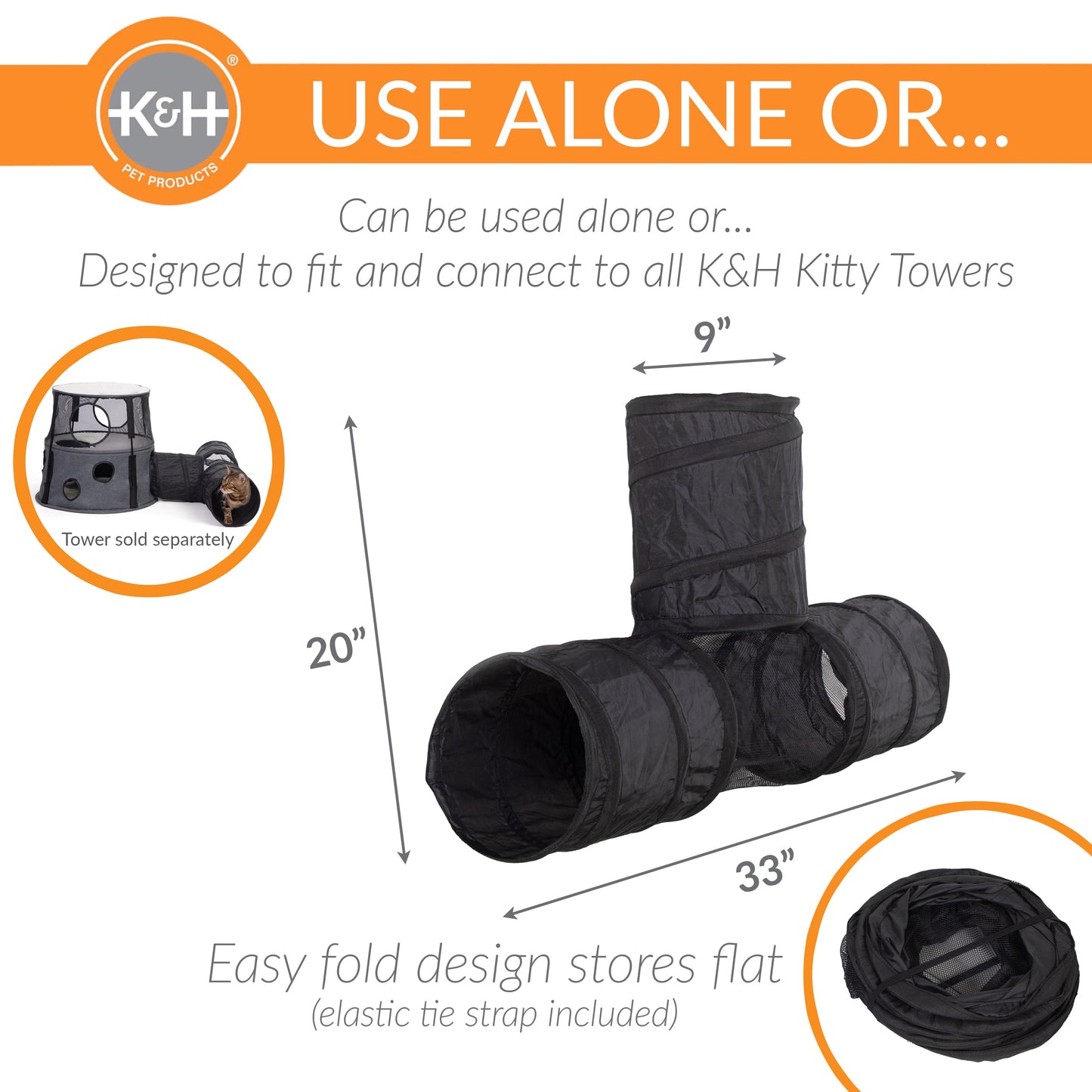 Artsuppl Cat T-Tunnel Toy - 3 Way Cat Tube