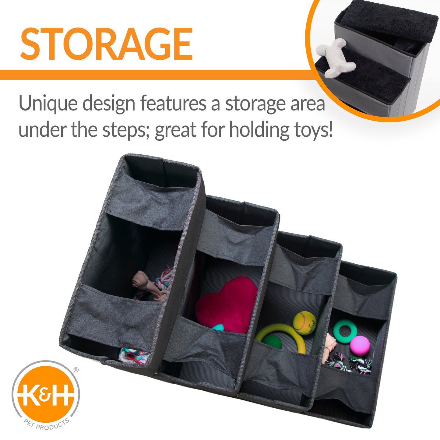 Artsuppl Collapsible Pet Stair Steps with Storage