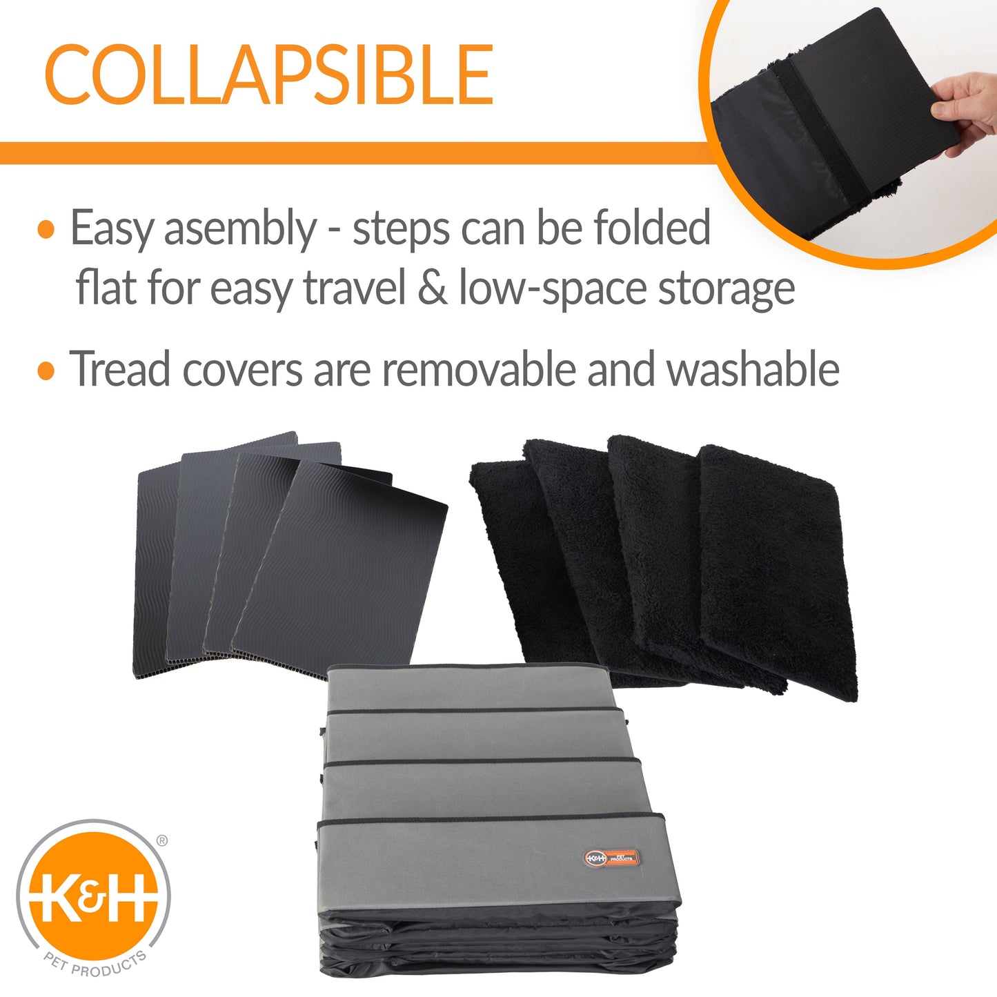 Artsuppl Collapsible Pet Stair Steps with Storage